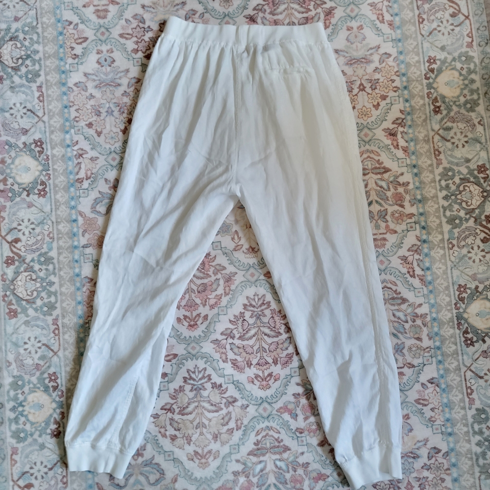 Faherty Linen White Beach Jogger Pant Large